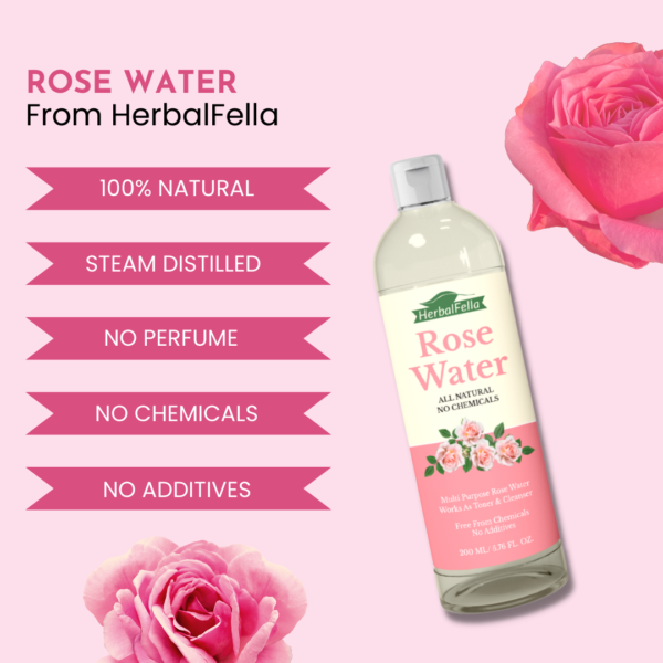 HerbalFella Pure Rose Water- 200ml - Image 5